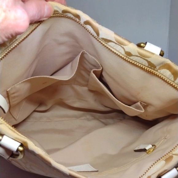 COACH Signature Khaki Jacquard Tote Handbag - Picture 5 of 13